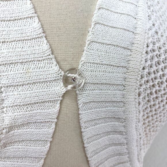 Vtg Caslon White Crochet Bolero Sweater Small Coquette Whimsy Fairy Boho Peasant - Picture 6 of 12